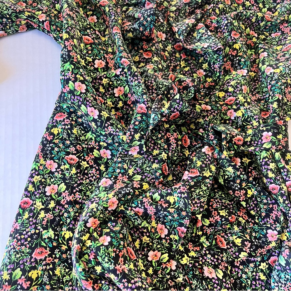 TopShop Green Floral Ruffle Wrap Dress Size 4 - Picture 8 of 8